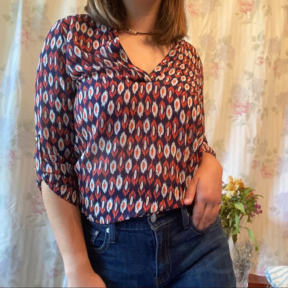retro patterned blouse
